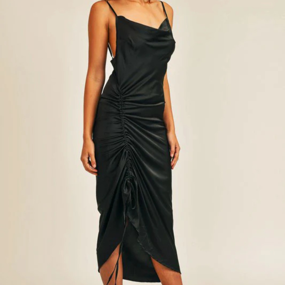 MISS LOLA Spaghetti Strap Satin Dress